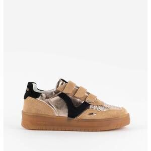 NEW VICTORIA women's seul strap metal & split leather shoes in bronce